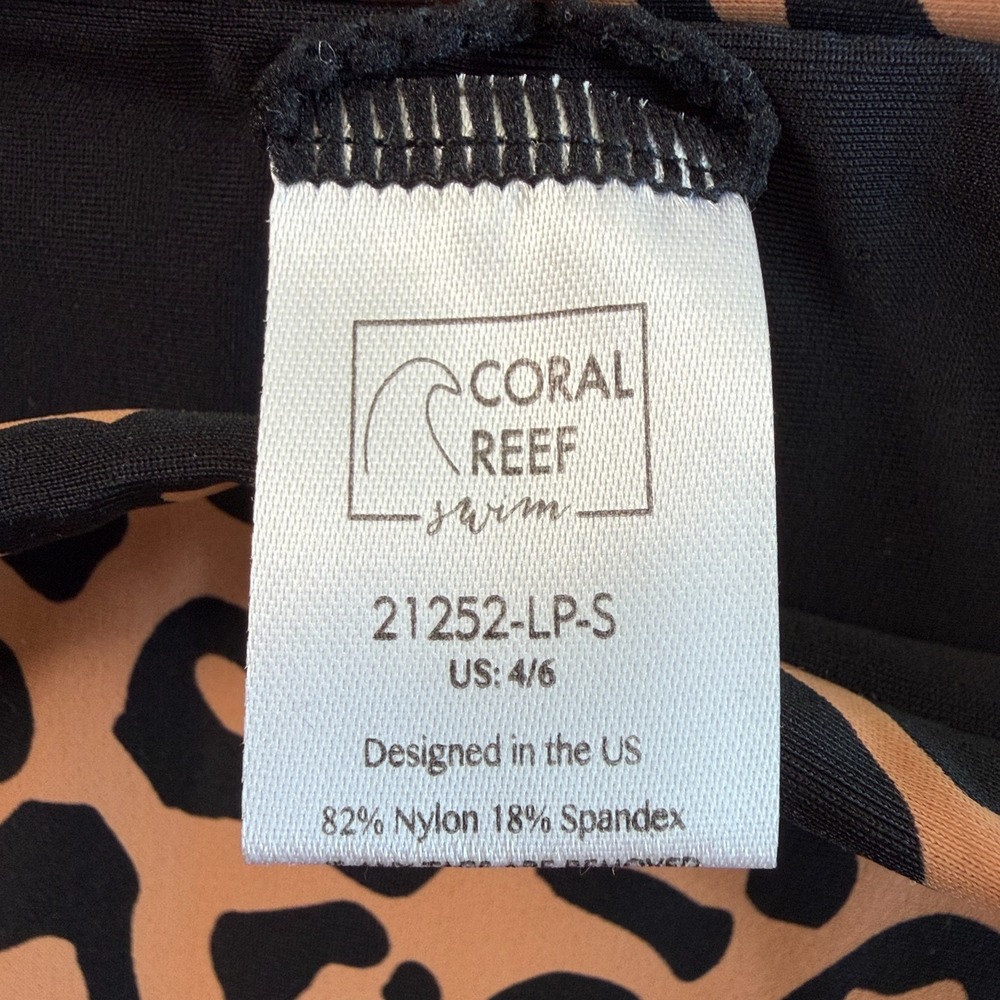 Coral Reef Swim Leopard Print Lounger Top High Waisted Bottom Swimsuit Sz S 4-6 - Picture 8 of 11
